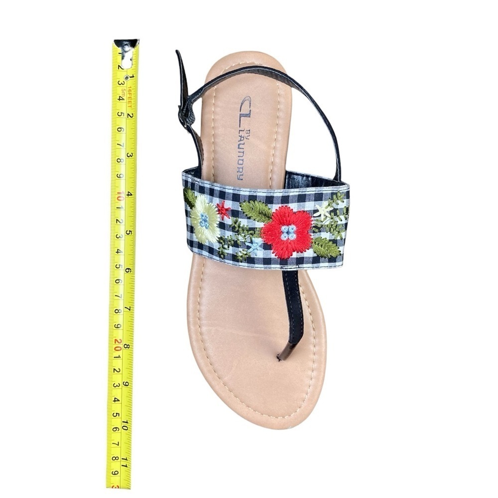 CL by Laundry Gingham Embroidered Thong Sandals Size 8 Wide​​​​ - Picture 8 of 8